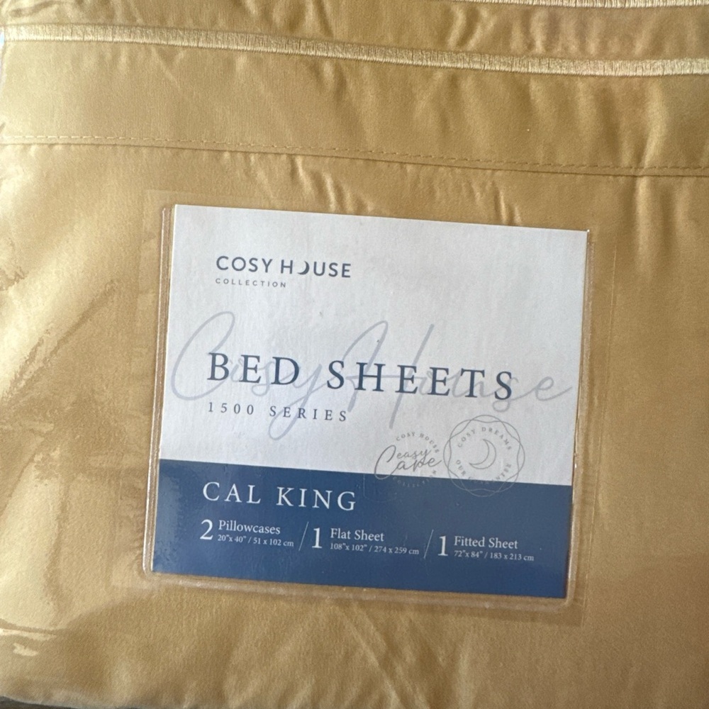 Cosy House cal King bedsheets 2 pillow cases, 1 flat sheet, 1 fitted sheet NEW